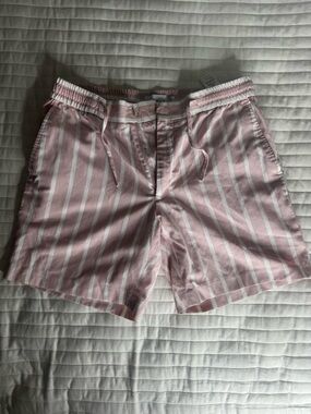TOPMAN Pink and White Stripe Drawstring Shorts